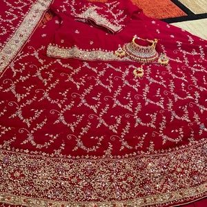 Indian bridal dress with jewelry